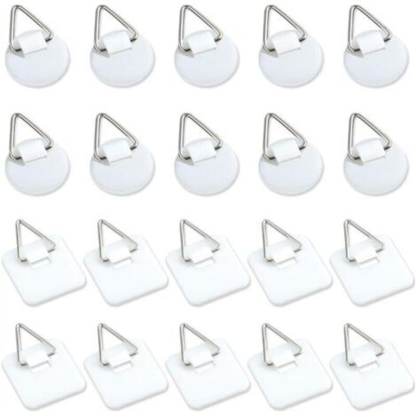 Lot de 20 supports adhésifs invisibles de 2,5 cm, supports verticaux adhésifs pour plaques murales, plaques murales pour assiettes, tableaux, art décoratif (blanc)