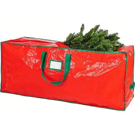 Grand sac de rangement rectangulaire en PVC pour sapins de Noël – fermeture éclair, poignée robuste – pour une utilisation intérieure et extérieure – rouge
