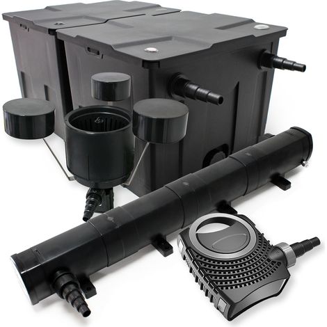 Set: Filtro bio per laghetto 60000l con Chiarificatore UVC 72W Pompa 80W Skimmer