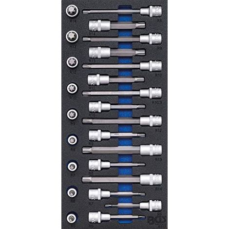 BGS  Inserto per  carrello officina  1/3:  Set di  inserti a  bit  Azionamento quadro  interno 12,5  mm (1/2")  Profilo a  cuneo (per  RIBE)  25 pz.  - 4117