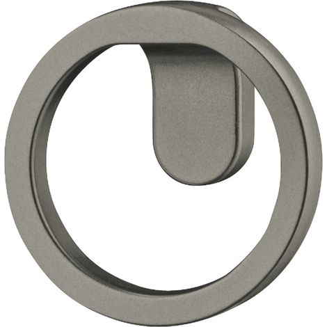 Bouton de meuble rond design moderne en alliage zingué Ø51mm socle 23x15mm Placard Tiroir Porte Poignée, gris métallique