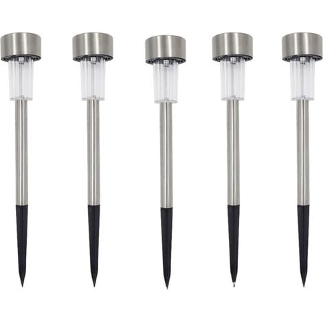 Lot de 5 bornes solaires à LED lampes de jardin à planter (1/5)