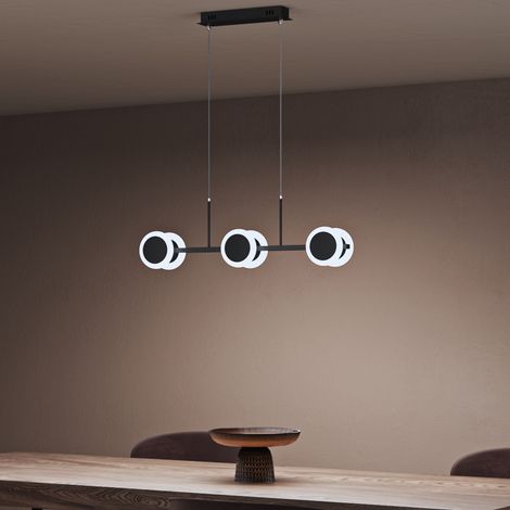doporro Lámpara Colgante LED 24W Negro Mate, Cuerpo Metálico con Pintura al Horno, Regulable 3000K-6000K, Control Remoto y Pared, Memoria, Cable Ajustable 1.5m, para Salón y Comedor 3376 (1/5)