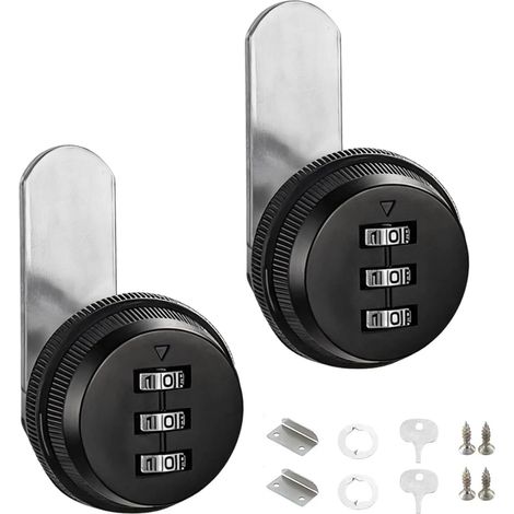 2Pcs Serrure Code Boite Aux Lettres 20mm Barillet Boite Aux Lettres Code Verrouillage, 3 Code à Chiffres Combinaison Serrure Pour La Boîte Aux Lettres Du Tiroir (5-12mm) (1/5)