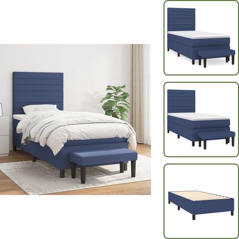 Taschenfederkern - vidaXL Boxspringbett mit Matratze Blau 90x200 cm Stoff - Stoffbett (1/5)
