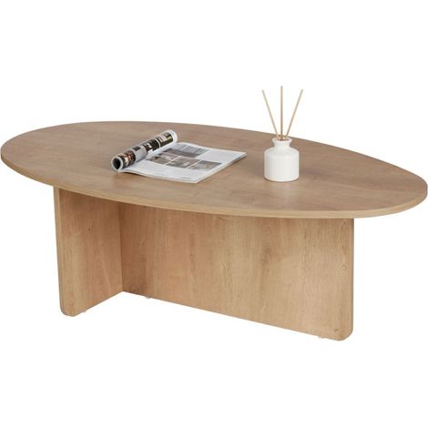 Couchtisch Parona, Oval, Platte aus Edelfurnier, Braun, 120x65x40h cm, Eiche Braun