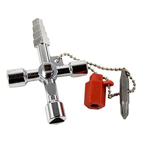 Clé en croix multifonctionnelle 4 en 1 réglable avec tête de réglage pour compteur d'eau, boîtier électrique à gaz, armoire, placard (1/5)