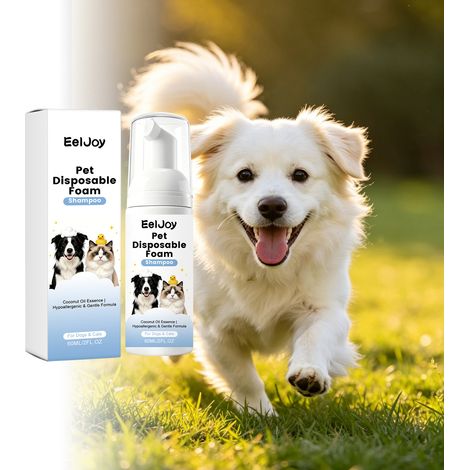 Shampoing mousse sans rinçage pour animaux, adapté à un usage quotidien pour chats et chiens, formule douce, mousse nettoyante et éliminant les odeurs – 60 ml (1/5)