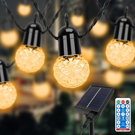 Guirlande Lumineuse Exterieure,15M 25 LED 8 Modes Solaire Guirlande Jardin,Guirlande Guinguette Extérieure pour le Jardin l'arbrepatio fête Pièce (Prise en Charge du Chargement USB) (1/5)