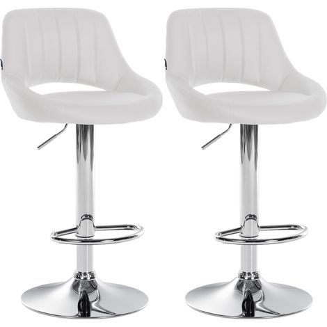 2er Set Barhocker Milet Kunstleder weiß Metall in Chromoptik (1/5)
