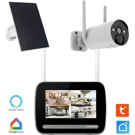 Kit Bildschirm 7 Recorder 4MP ULTRA HD - KYF - Wiederaufladbare Kamera + Solarpanel