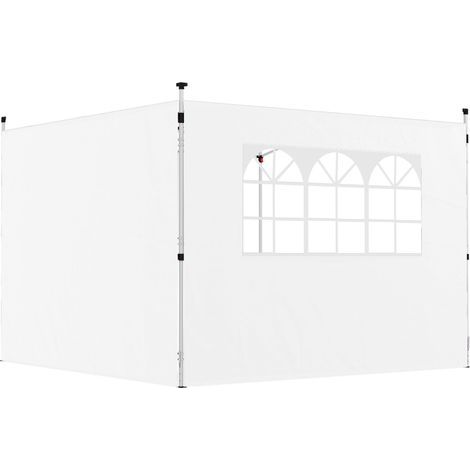 Parois latérales pour tonnelle 3 x 3 m panneaux pour pavillon avec fenêtre lot de 2 tissu Oxford blanc (1/5)