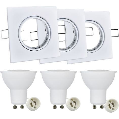 Faretto incasso quadrato bianco 3pz GU10 Polux OLIN (1/5)