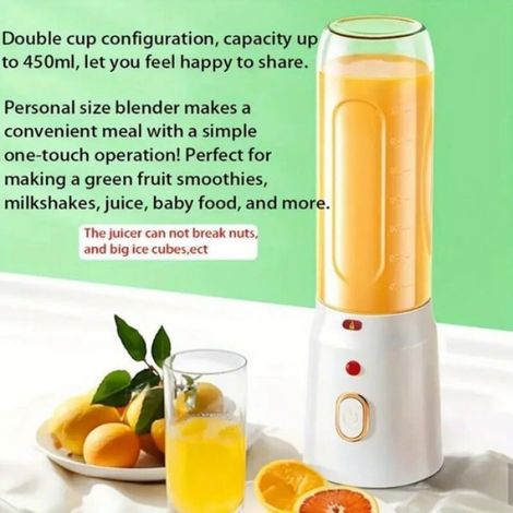 Blender électrique portable 500 ml, rechargeable par USB, sans fil et puissant, idéal pour les smoothies, milkshakes, jus et autre (1/3)