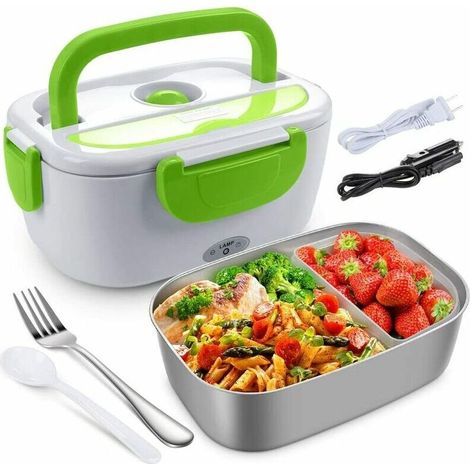Electric food warmer for car and home office – 12–24 V/110 V, 40 W, portable food warmer, heated lunch box for men and adults with food-grade stainless steel container (1/5)