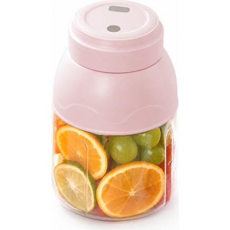 Blender Électrique Portable 800 ml Rose, Gobelet à Jus avec 2 Couvercles (1/5)