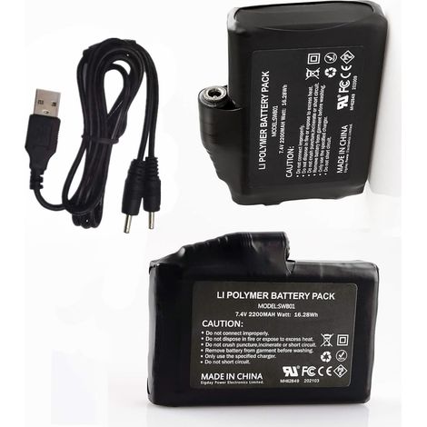 Batteries rechargeables Li-polymère 7,4 V 2200 mAh/3500 mAh/5000 mAh pour batteries chauffantes, gants, mitaines, chaussettes chauffantes (2200 mAh) (1/5)