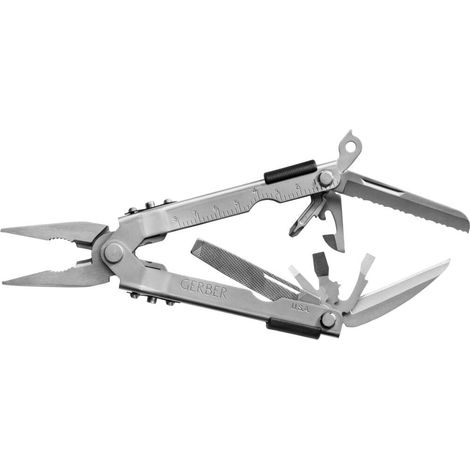 Gerber Multi-Tool con Due Coltelli e Fodero in Pelle, Mp600 Full-Size, con 14 Funzioni, Argento, 7530 (1/5)