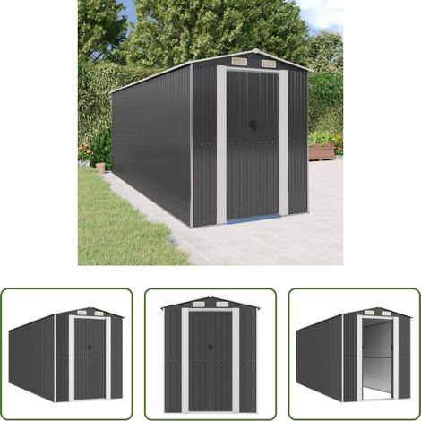 vidaXL Poolzubehör aufbewahren - Geräteschuppen Anthrazit 192x523x223 cm Verzinkter Stahl (1/5)