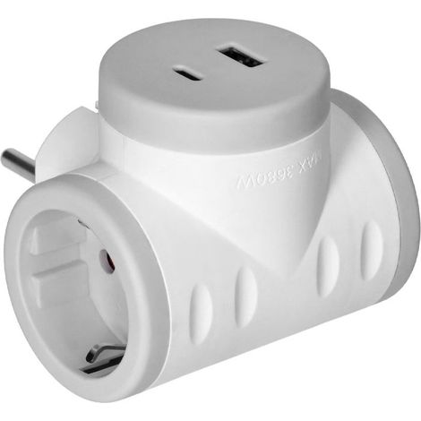 LADRON DE 2 TOMAS SCHUKO Y 1 TOMA USB-A Y USB-C ORAE13281(GS)/G