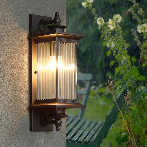Applique murale extérieure en aluminium moulé sous pression, étanche IP65, anti-corrosion, projecteur LED pour façade, luminaire de jardin résistant aux intempéries, teinte marron, pack de 1 (SKU 9230 (1/4)