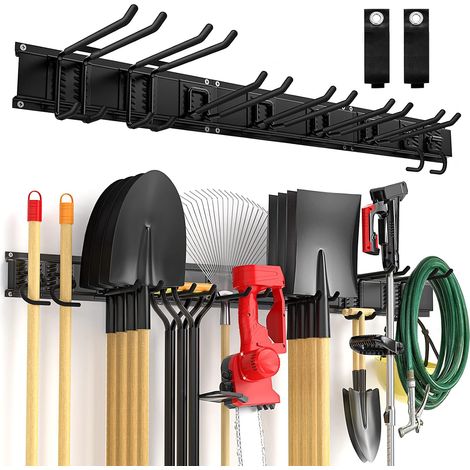 11er-Pack Werkzeug-Organizer für die Garage zur Wandmontage, Gartenwerkzeug-Organizer, verstellbarer Garagen-Organizer mit 8 Hochleistungshaken, maximale Tragkraft 227 kg, Garagenaufbewahrung für Werk (1/5)