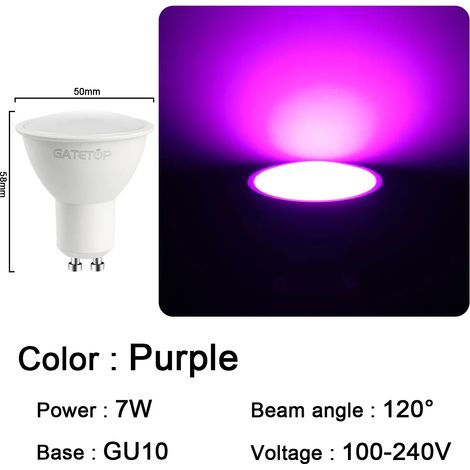 (GU10 Violet, 16 ampoules) Ampoules LED, adaptées aux festivals, aux KTV, aux bars et aux vitrines de magasins. (1/3)