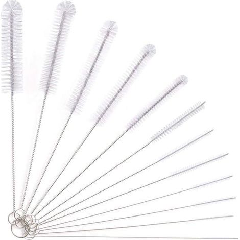 Équipement de nettoyageDailygoody - Brosses de nettoyage - Lot de 12 goupillons - Nylon - Pour becs de théières - Convient au verre et au plastique - Blanc (1/5)