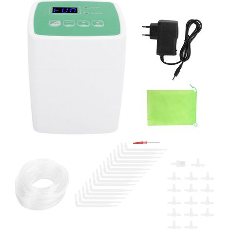 Programmateur d'arrosage automatique double pompe, système d'irrigation intelligent avec 15 goutteurs et tuyau 15m, pour jardin balcon (1/5)