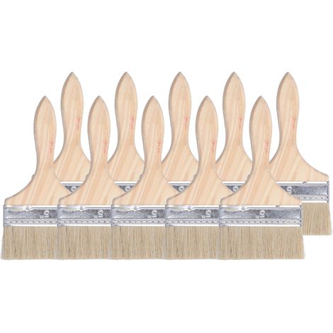 Ortviai Brosse à peinture plate en poils synthétiques, manche en bois, 5 pouces (11 cm), lot de 10 (1/5)