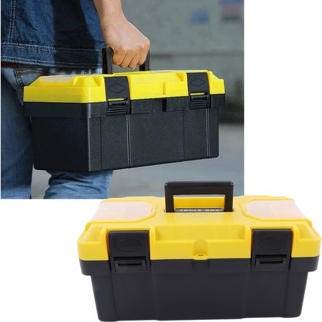 Boîte à outils portable, coffret de rangement pour outils ménagers, quincaillerie électrique, outils de voiture, grande boîte de rangement en plastique de 48 cm (19 pouces). (1/5)
