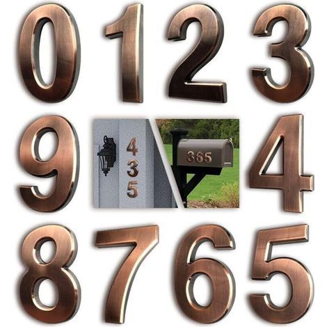 10pcs Numéro de Plaque Maison Numéros de Boîte aux Lettres Numéros de Porte Auto-Adhésifs 0-9 Numéros d'Adresse Plaque Numero Maison pour Porte Maison Appartement Hôtel Chiffres (1/5)