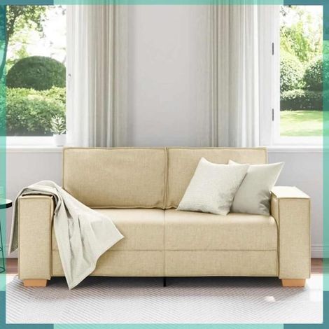 Canapé 2 places - 4104987 - Crème (tissu) - 180x78x84 cm - Bois massif (1/5)