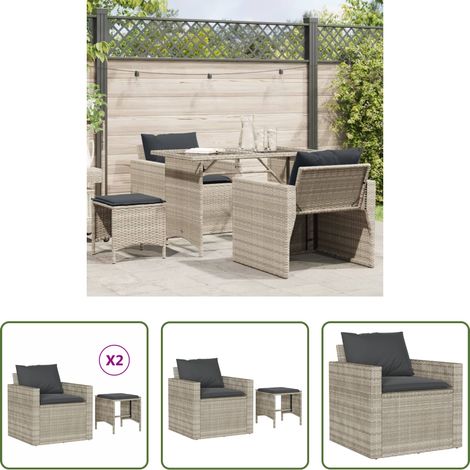 vidaXL Rattanmöbel - 4-tlg. Garten-Sofagarnitur mit Kissen Hellgrau Poly Rattan (1/5)