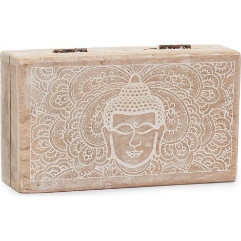 Caja cuadrada mediana 17x10x4,2cm - Cara Buda Blanco