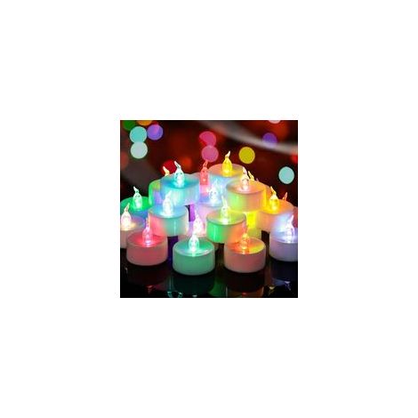 Lot de 48 bougies chauffe-plat à changement de couleur lente à piles, sans flamme, bougies votives colorées vacillantes en vrac pour Noël, Halloween, décorations en forme de citrouille (1/5)