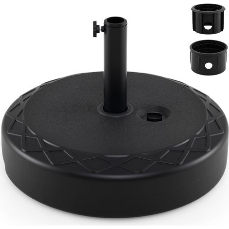 Pied de Parasol Ronde en HDPE avec Poignée pour Mât 39-49 mm, Base Parasol de Marché Remplissable Eau et Sable 52 kg, Support de Parasols Ø 55 cm (1/5)