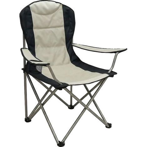 Silla de camping plegable, estructura metálica resistente, color negro. (1/2)