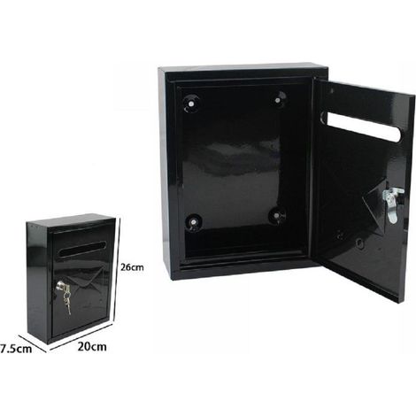Trade Shop - Cassetta Posta Postale Box Lettere In Metallo Da Esterno Nera 26x20x7.5cm 64912 -