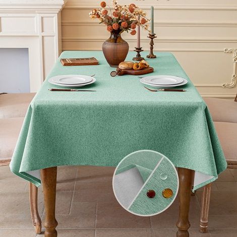 Mantel con aspecto de lino, lavable, impermeable, para comedor, jardín, fiestas, bodas o el hogar, 90 x 150 cm - Azul marino (1/5)