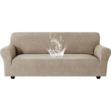 Waterproof 3 Seater Sofa Cover with Armrests, Universal Non-Slip Sofa Cover, Anti Animal Hair Protector for Sofa, Khaki