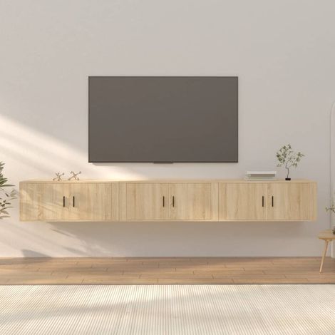 3 pcs Meubles TV muraux, Banc TV, Meuble TV suspendu, Lowboard chêne sonoma 100x34,5x40 cm YHJ75288 (1/5)