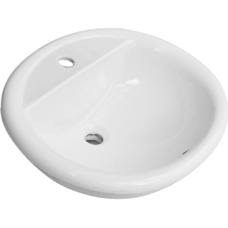 Lavabo soprapiano con foro rubinetto cm 57x49 bianco (1/3)