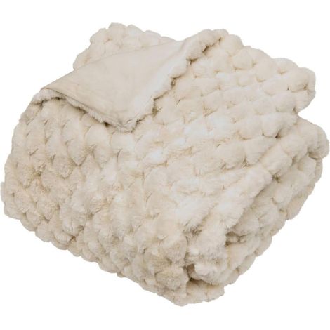 Plaid XL Imitation Fourrure "Adriel" 180x230cm Beige