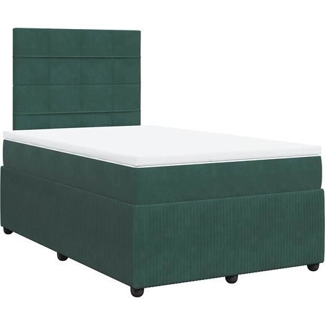 Cama box spring con colchón terciopelo verde oscuro 120x200 cm vidaXL