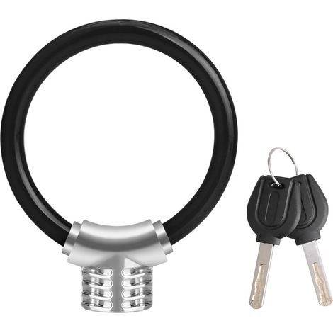 Cable Lock - 12 mm Diameter - Zinc Alloy Body with PVC Coating - Reflective Strips - For Bicycle Mountain Bike Road Bike Folding Bike - 1 Piece (1/5)