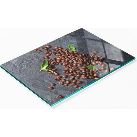 Tavoletta decorativa multifunzionale da cucina in legno temperato con motivo chicchi di caffè, 80x52 cm (1/5)