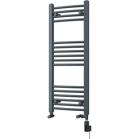 Zennor - Anthracite Dual Fuel Towel Rail H1000mm x W400mm Thermostatic WIFI - Curved (1/3)