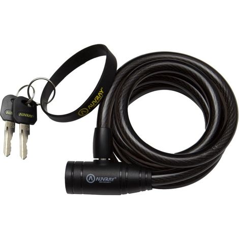 Cordon spiralé Auvray City avec cadenas - longueur 150 cm, diamètre 12 mm + porte-clés