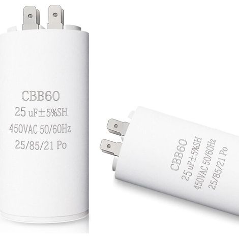 Condensateur de démarrage 25µF – Tension 450V CA  – Fréquence 50/60Hz – Faibles pertes diélectriques - 450VAC
